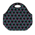 Pink And Blue Lights Heart Pattern Print Neoprene Lunch Bag