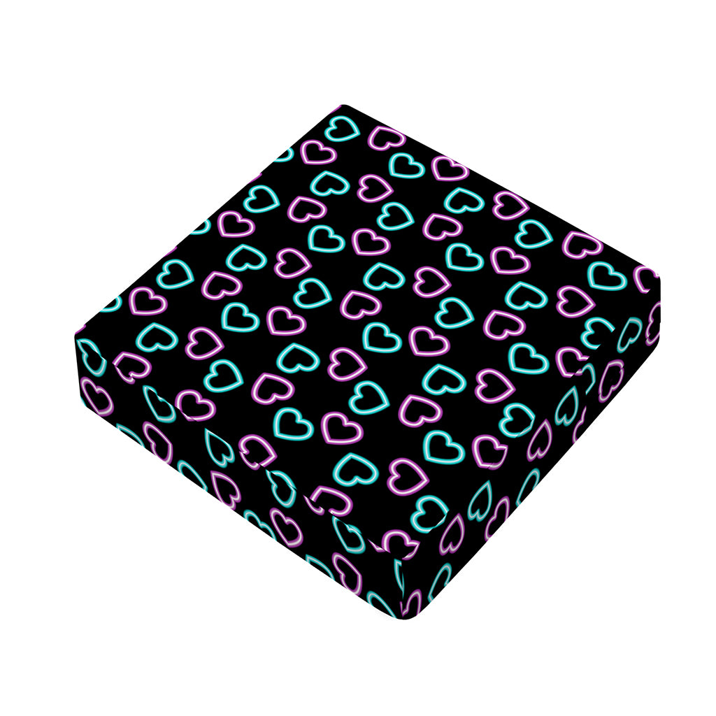 Pink And Blue Lights Heart Pattern Print Outdoor Seat Cushion Cover