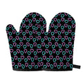 Pink And Blue Lights Heart Pattern Print Oven Mitts