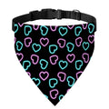 Pink And Blue Lights Heart Pattern Print Over The Collar Dog Bandana