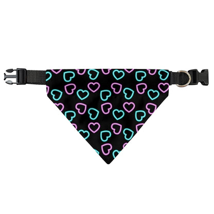 Pink And Blue Lights Heart Pattern Print Over The Collar Dog Bandana
