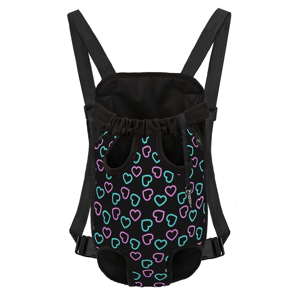 Pink And Blue Lights Heart Pattern Print Pet Carrier Backpack