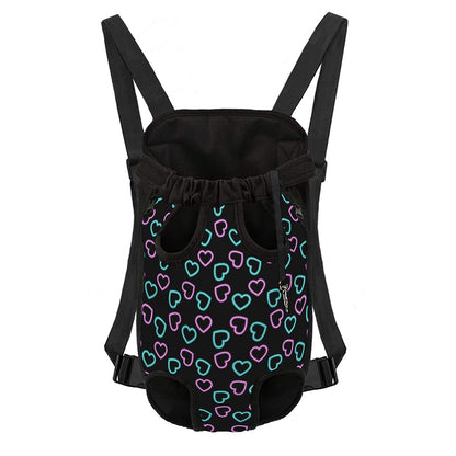 Pink And Blue Lights Heart Pattern Print Pet Carrier Backpack