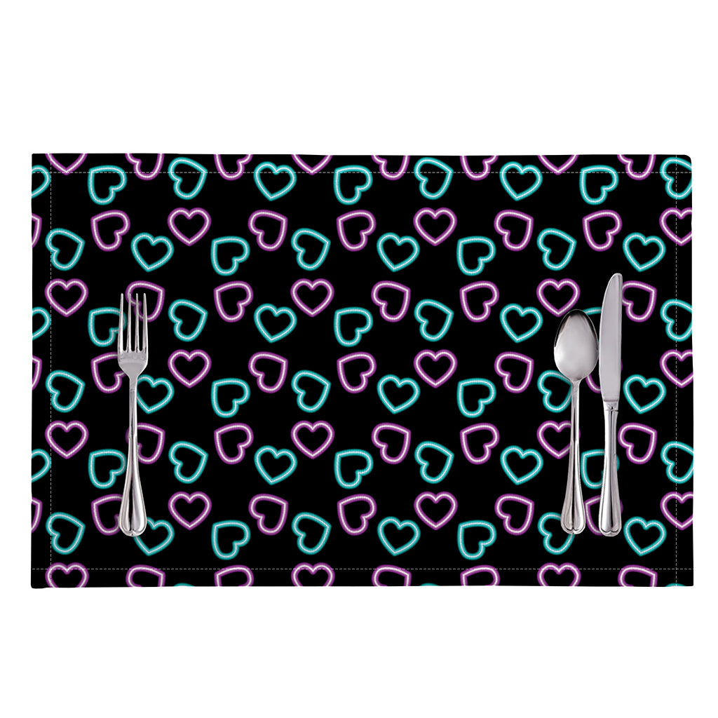 Pink And Blue Lights Heart Pattern Print Placemat