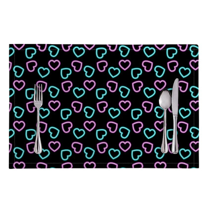 Pink And Blue Lights Heart Pattern Print Placemat