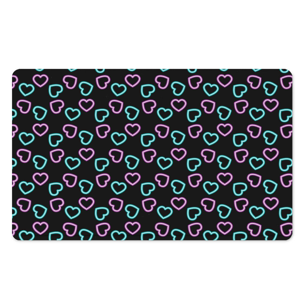 Pink And Blue Lights Heart Pattern Print Polyester Doormat