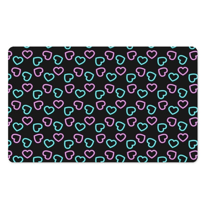 Pink And Blue Lights Heart Pattern Print Polyester Doormat