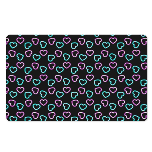 Pink And Blue Lights Heart Pattern Print Polyester Doormat