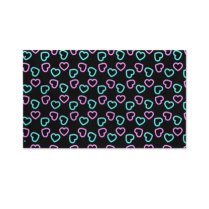 Pink And Blue Lights Heart Pattern Print Polyester Flag