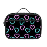 Pink And Blue Lights Heart Pattern Print Portable Lunch Bag