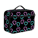 Pink And Blue Lights Heart Pattern Print Portable Lunch Bag