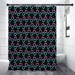Pink And Blue Lights Heart Pattern Print Premium Shower Curtain