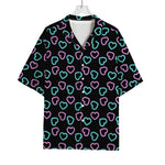 Pink And Blue Lights Heart Pattern Print Rayon Hawaiian Shirt