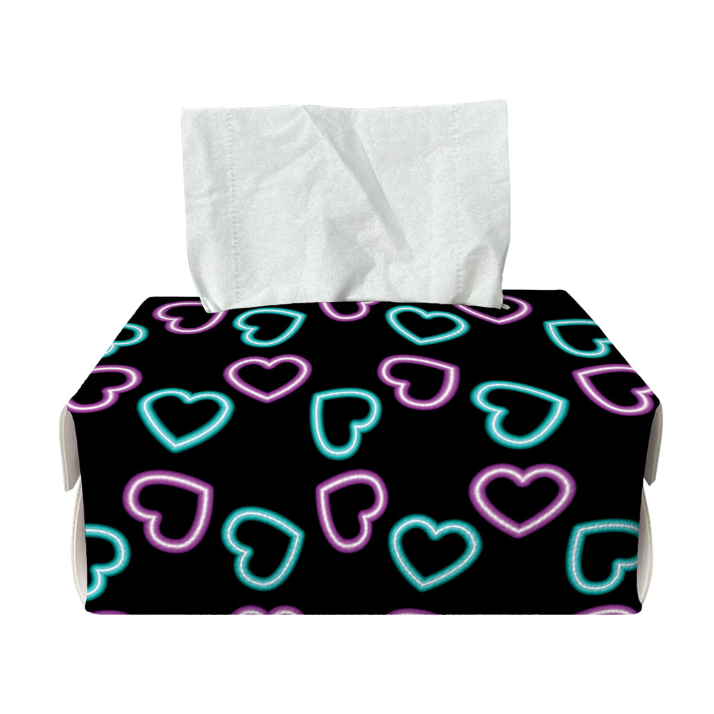 Pink And Blue Lights Heart Pattern Print Rectangle Tissue Box Cover