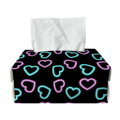 Pink And Blue Lights Heart Pattern Print Rectangle Tissue Box Cover