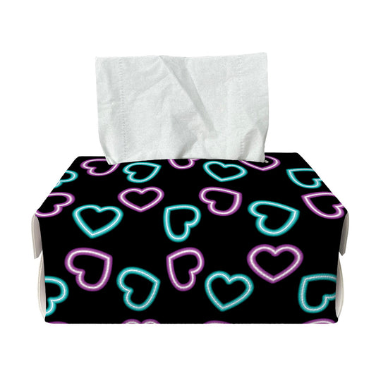 Pink And Blue Lights Heart Pattern Print Rectangle Tissue Box Cover