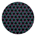 Pink And Blue Lights Heart Pattern Print Round Blanket