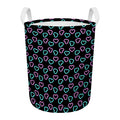 Pink And Blue Lights Heart Pattern Print Round Laundry Basket