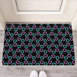 Pink And Blue Lights Heart Pattern Print Rubber Doormat