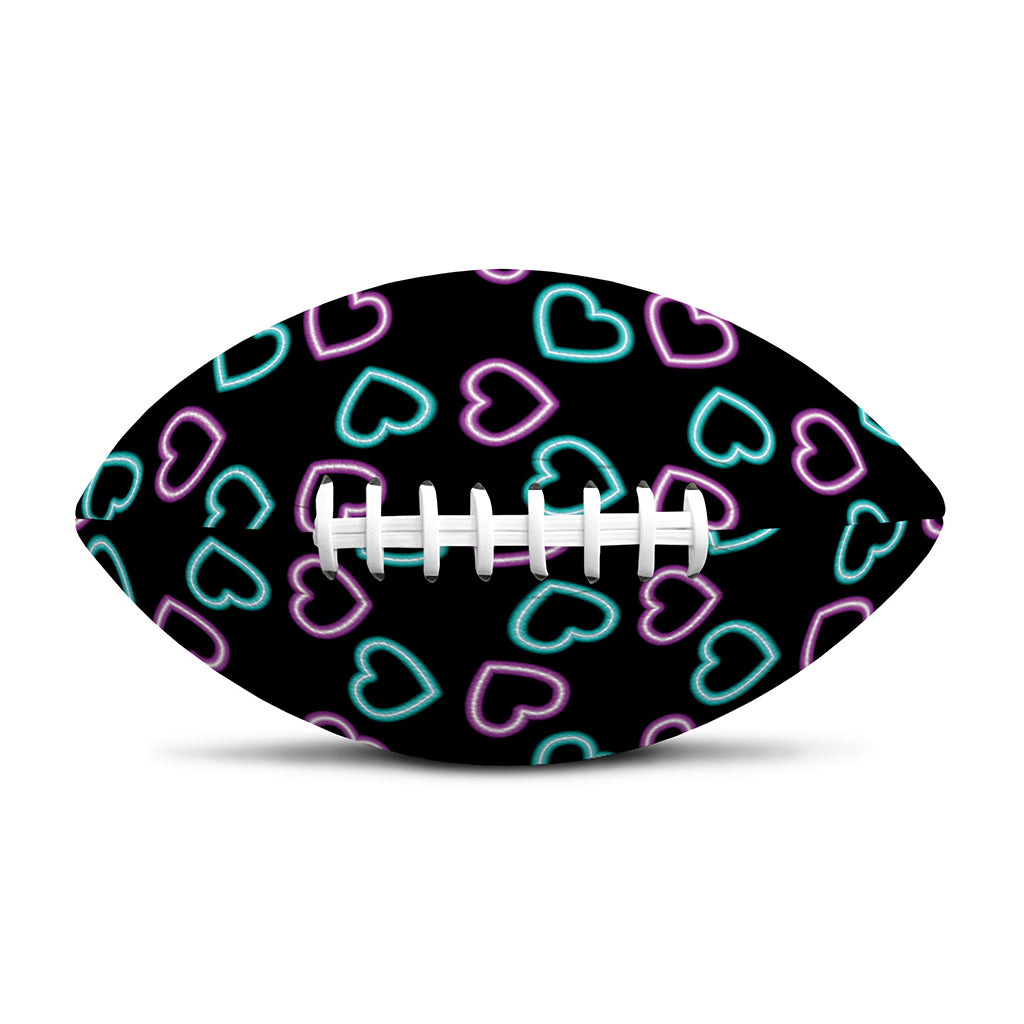 Pink And Blue Lights Heart Pattern Print Rugby Ball