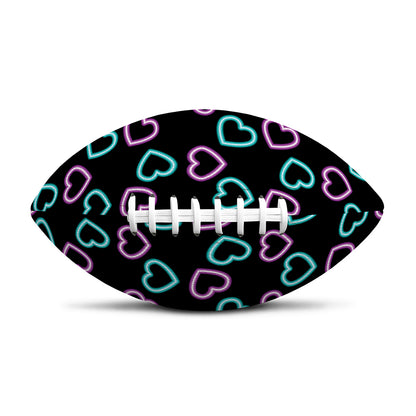 Pink And Blue Lights Heart Pattern Print Rugby Ball