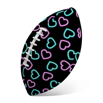Pink And Blue Lights Heart Pattern Print Rugby Ball
