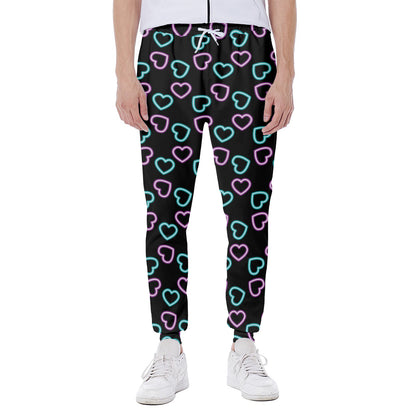 Pink And Blue Lights Heart Pattern Print Scuba Joggers