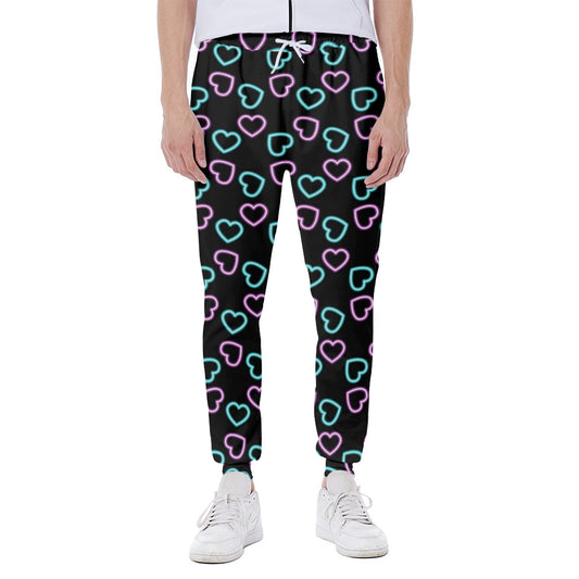 Pink And Blue Lights Heart Pattern Print Scuba Joggers