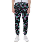 Pink And Blue Lights Heart Pattern Print Scuba Joggers