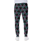 Pink And Blue Lights Heart Pattern Print Scuba Joggers