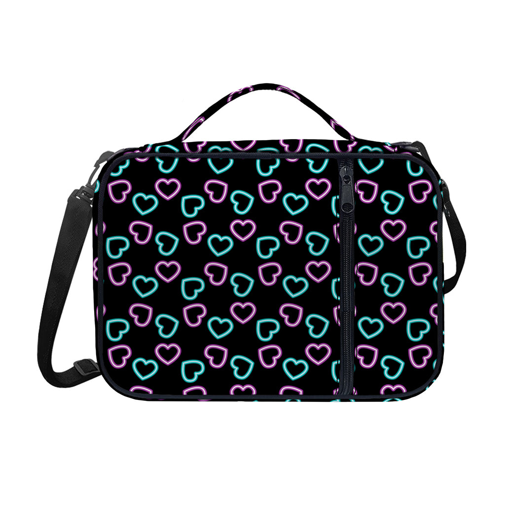 Pink And Blue Lights Heart Pattern Print Shoulder Strap Bible Bag