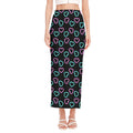 Pink And Blue Lights Heart Pattern Print Side Slit Maxi Skirt