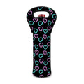 Pink And Blue Lights Heart Pattern Print Single Neoprene Wine Tote