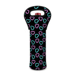 Pink And Blue Lights Heart Pattern Print Single Neoprene Wine Tote