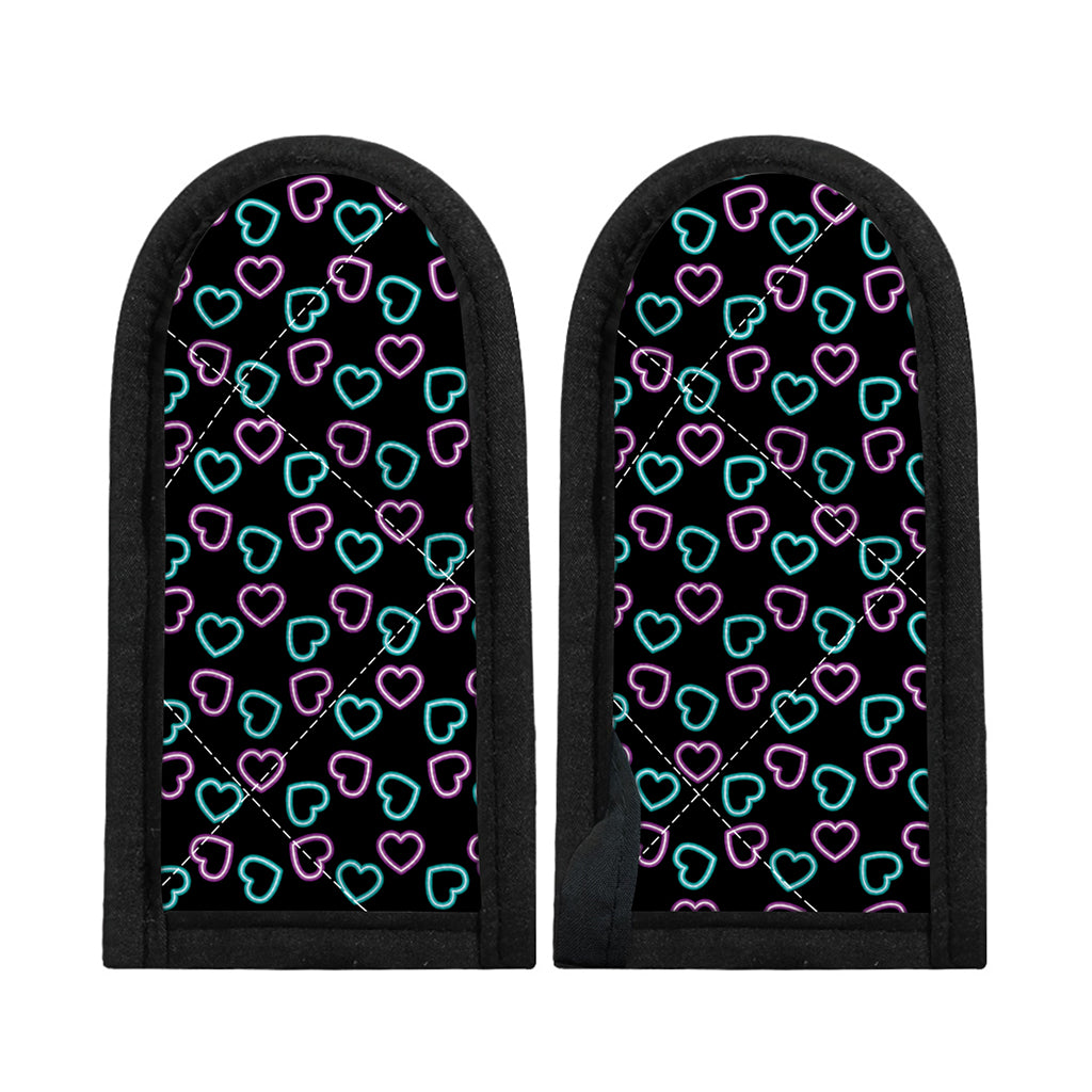 Pink And Blue Lights Heart Pattern Print Skillet Handle Cover
