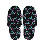 Pink And Blue Lights Heart Pattern Print Slippers