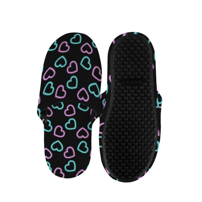 Pink And Blue Lights Heart Pattern Print Slippers