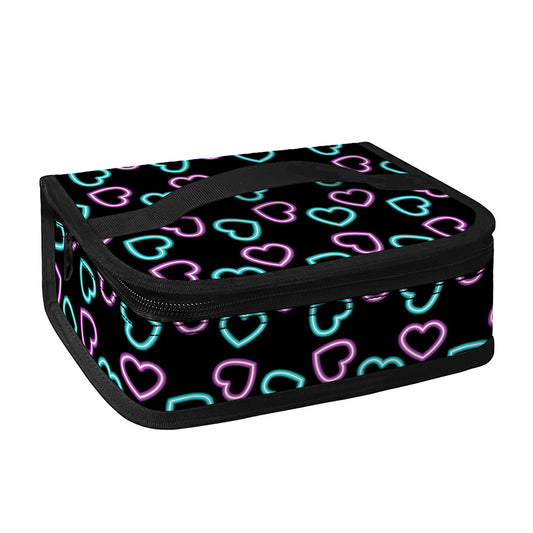 Pink And Blue Lights Heart Pattern Print Small Lunch Bag