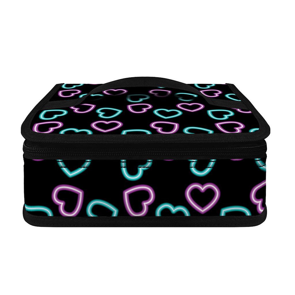 Pink And Blue Lights Heart Pattern Print Small Lunch Bag