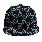 Pink And Blue Lights Heart Pattern Print Snapback Cap