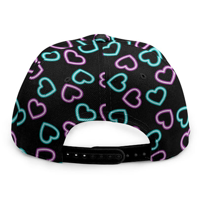 Pink And Blue Lights Heart Pattern Print Snapback Cap