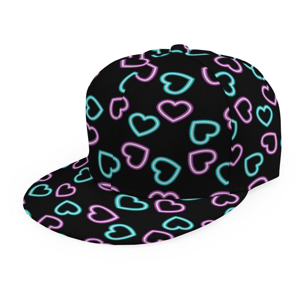 Pink And Blue Lights Heart Pattern Print Snapback Cap