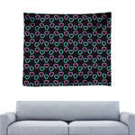 Pink And Blue Lights Heart Pattern Print Tapestry
