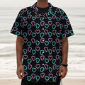 Pink And Blue Lights Heart Pattern Print Textured Short Sleeve Shirt