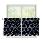 Pink And Blue Lights Heart Pattern Print Tier Curtains