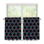 Pink And Blue Lights Heart Pattern Print Tier Curtains