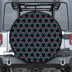 Pink And Blue Lights Heart Pattern Print Tire Cover