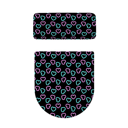 Pink And Blue Lights Heart Pattern Print Toilet Lid And Tank Cover Set