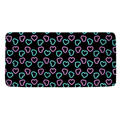 Pink And Blue Lights Heart Pattern Print Towel