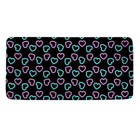 Pink And Blue Lights Heart Pattern Print Towel